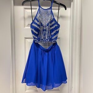 Elegant Blue Dress with Silver Accents